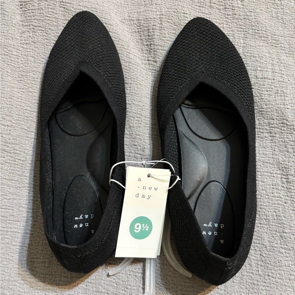 A New Day Women's Textured Black Flats